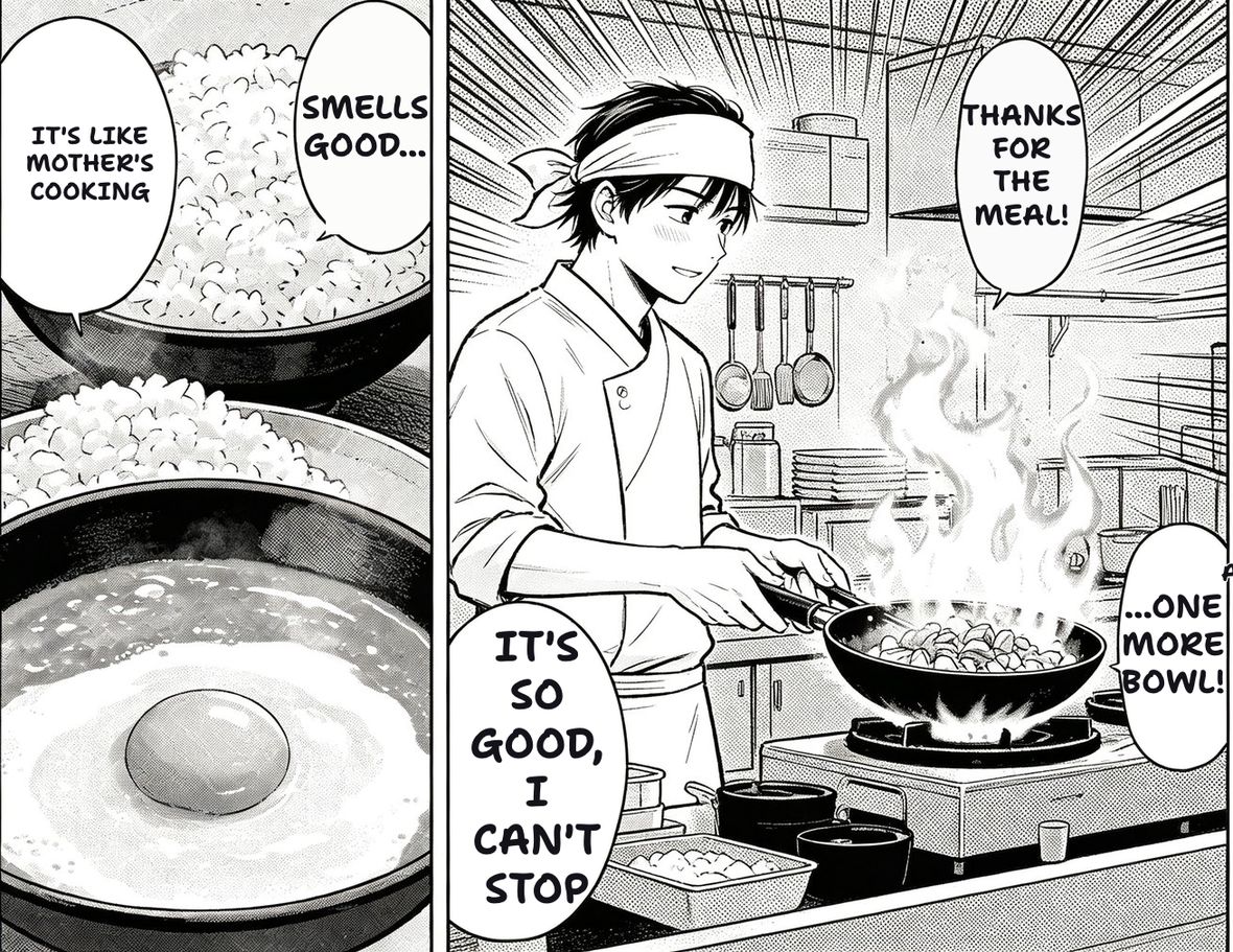 The same manga page after TranslateMyManga translated it into English.